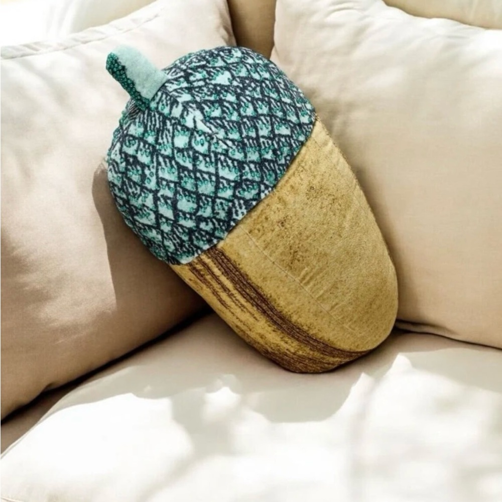 Halloween autumn fall acorn oak tree nut accent pillow decor beaded John Derian